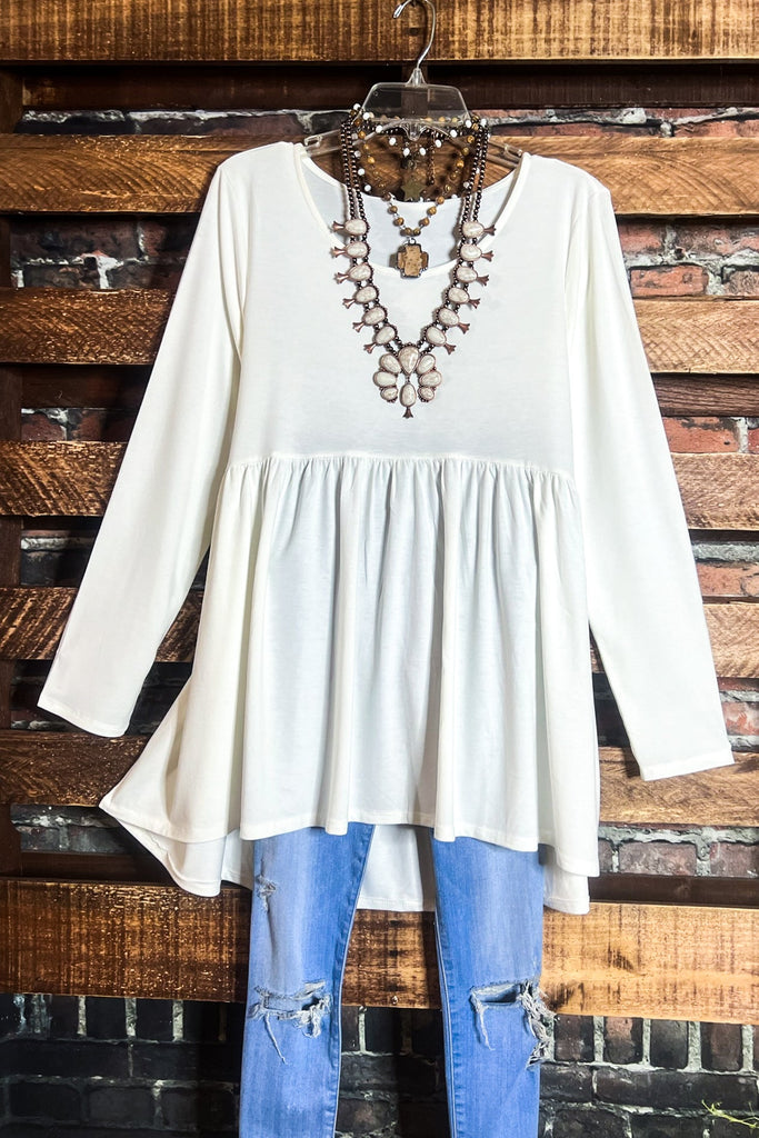 JUST THE SIMPLE THINGS BABYDOLL TOP IVORY
