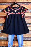 ESSENCE OF LOVE BLACK 100% COTTON EMBROIDERED BLOUSE