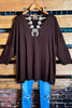 SIMPLE IS BETTER CASUAL T-SHIRT TUNIC IN BROWN