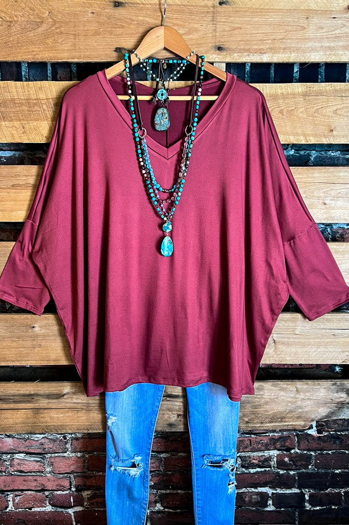 SIMPLE IS BETTER CASUAL T-SHIRT TUNIC MARSALA