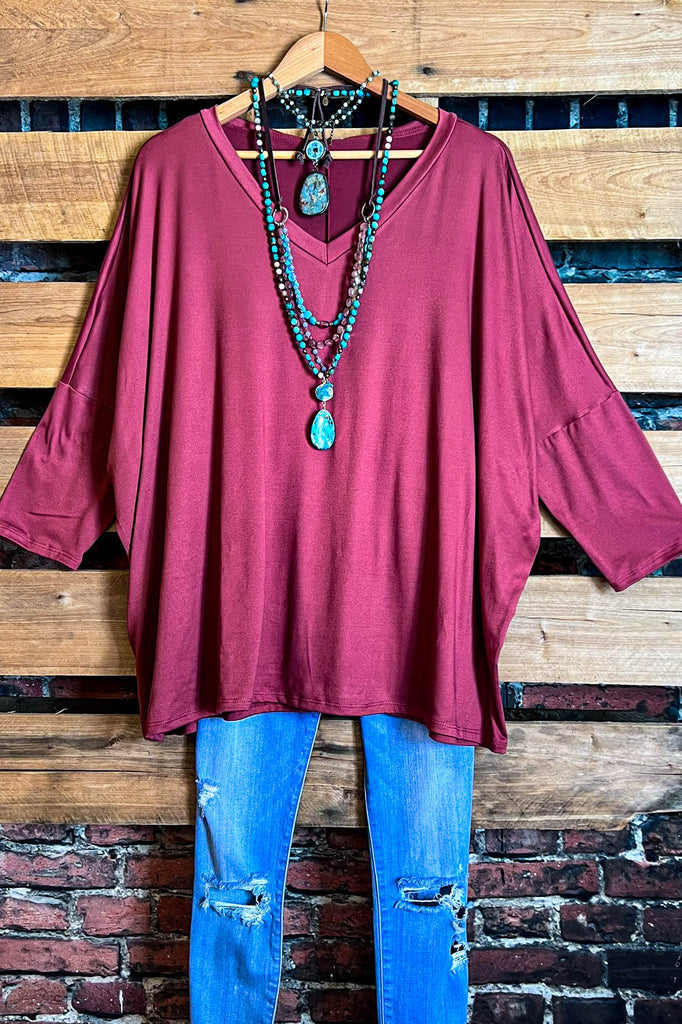SIMPLE IS BETTER CASUAL T-SHIRT TUNIC MARSALA