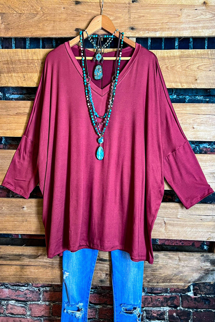 SIMPLE IS BETTER CASUAL T-SHIRT TUNIC MARSALA
