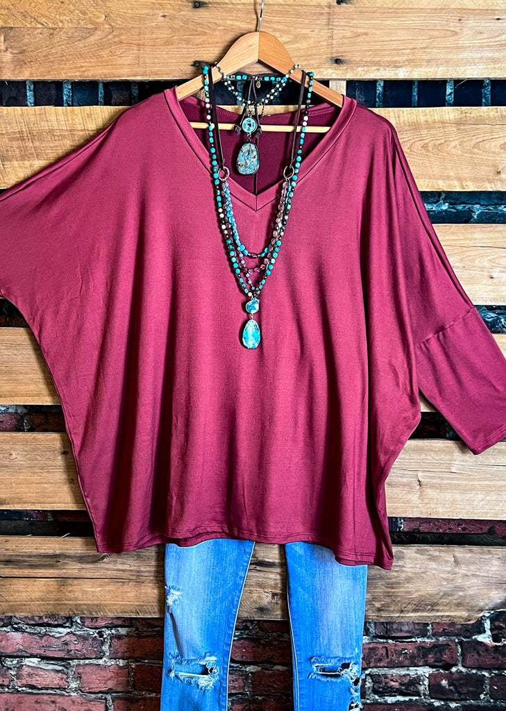SIMPLE IS BETTER CASUAL T-SHIRT TUNIC MARSALA