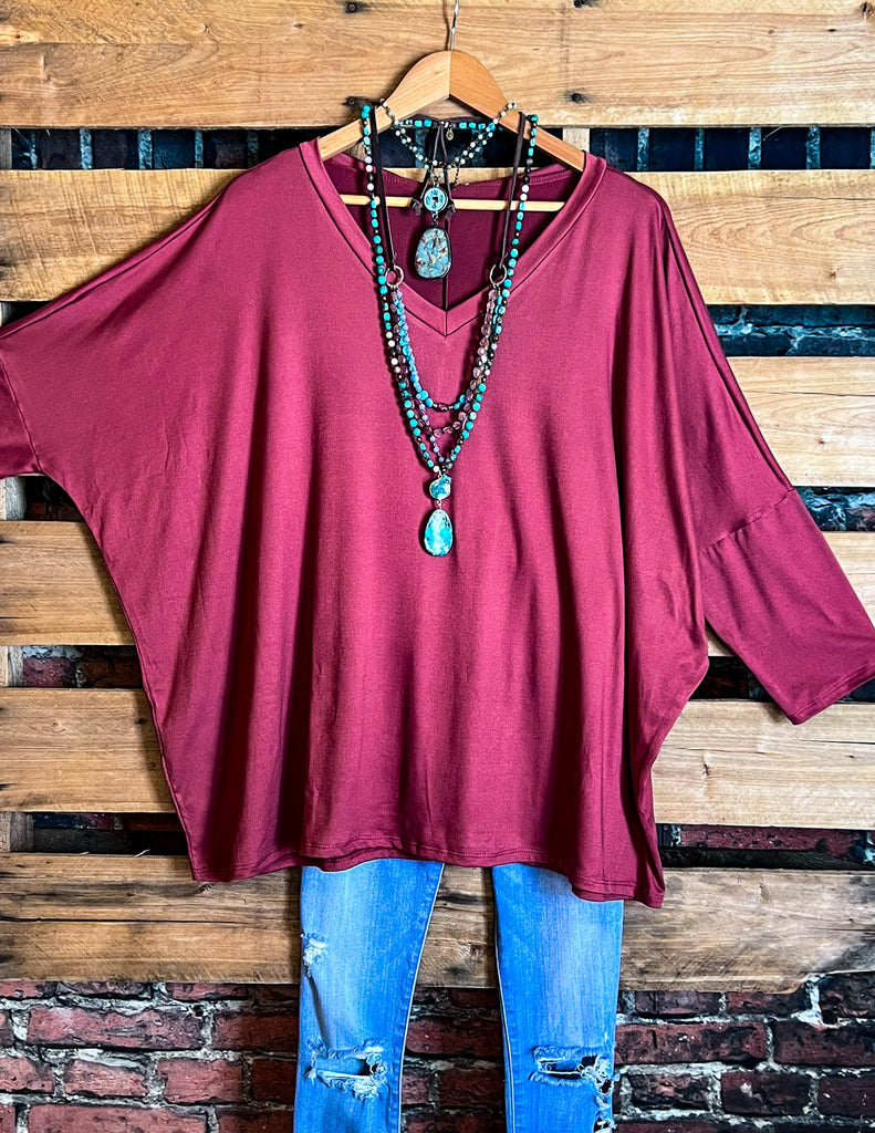 SIMPLE IS BETTER CASUAL T-SHIRT TUNIC MARSALA