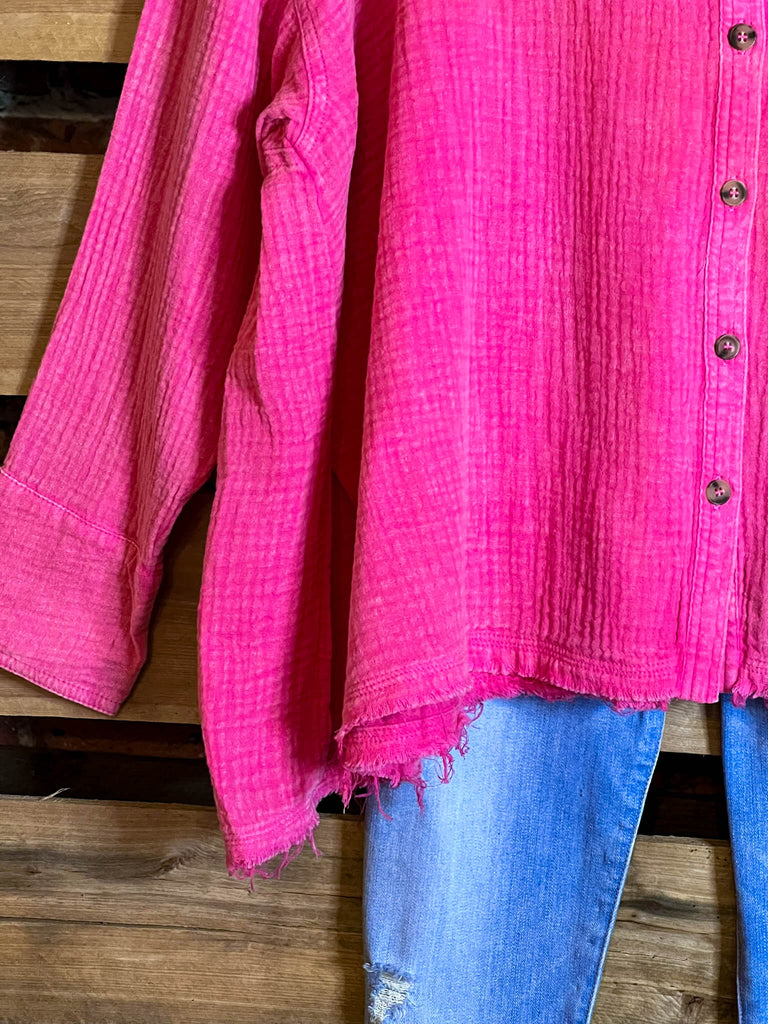 LIVE IN HARMONY 100% COTTON SHABBY SHIRT IN PINK