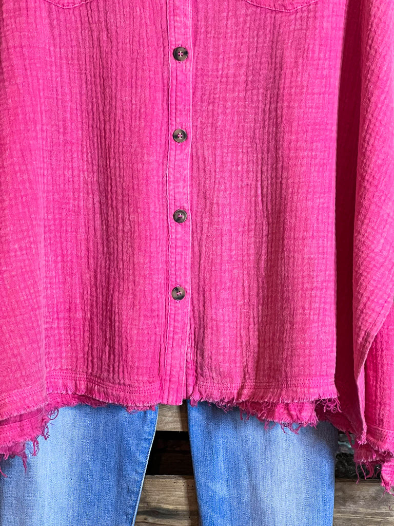 LIVE IN HARMONY 100% COTTON SHABBY SHIRT IN PINK