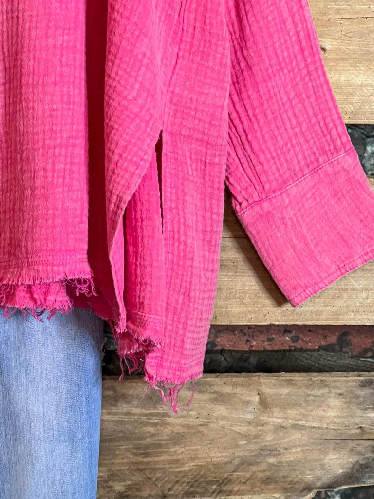 LIVE IN HARMONY 100% COTTON SHABBY SHIRT IN PINK