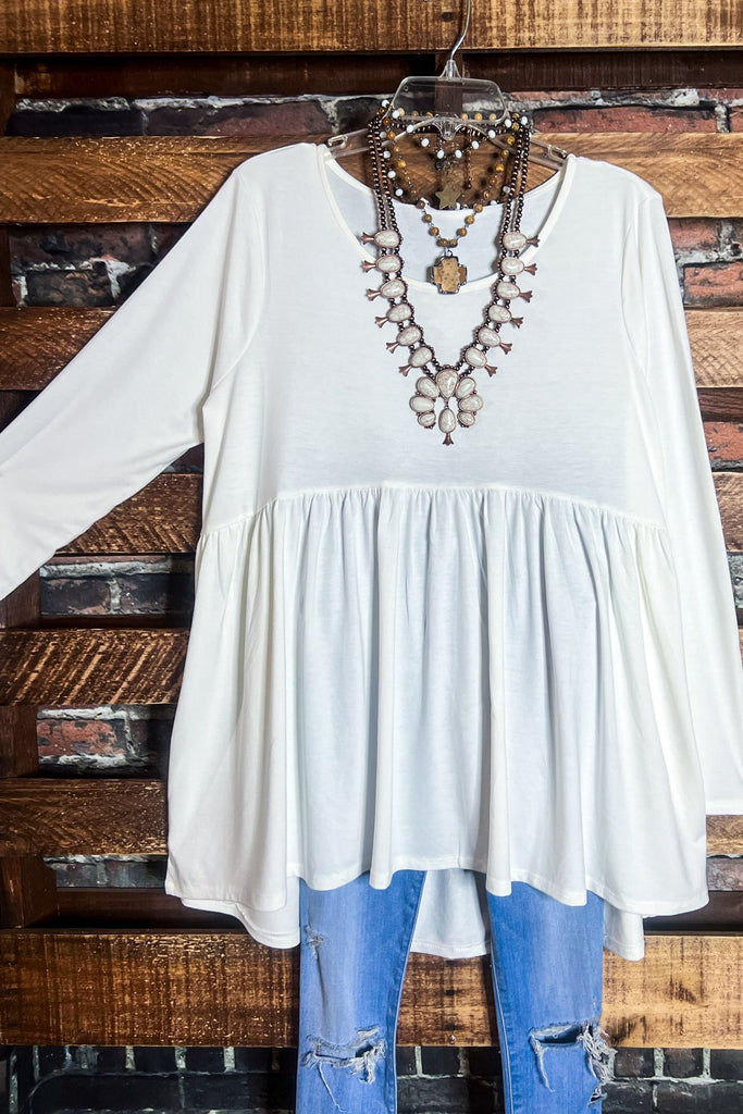 JUST THE SIMPLE THINGS BABYDOLL TOP IVORY