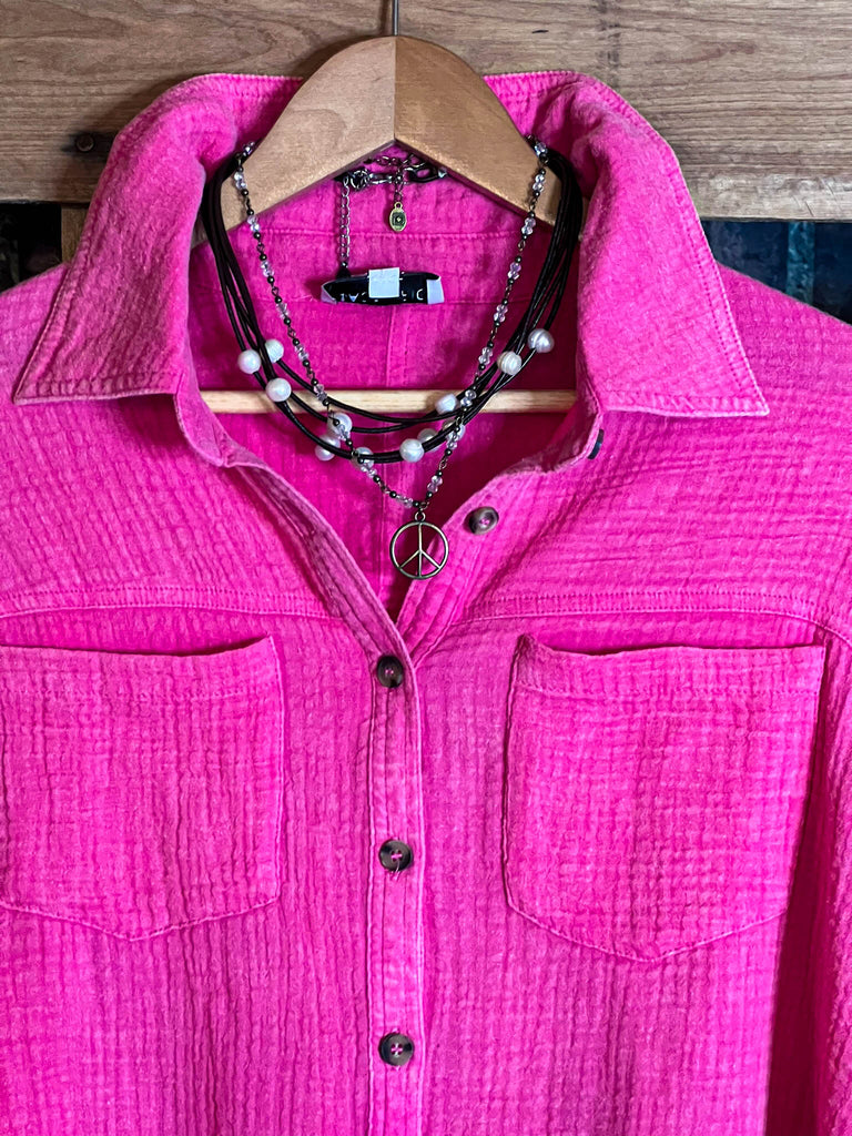 LIVE IN HARMONY 100% COTTON SHABBY SHIRT IN PINK