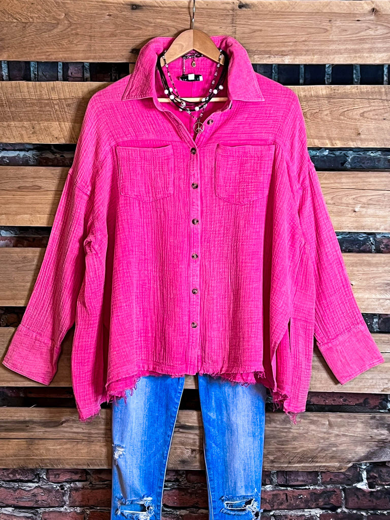 LIVE IN HARMONY 100% COTTON SHABBY SHIRT IN PINK