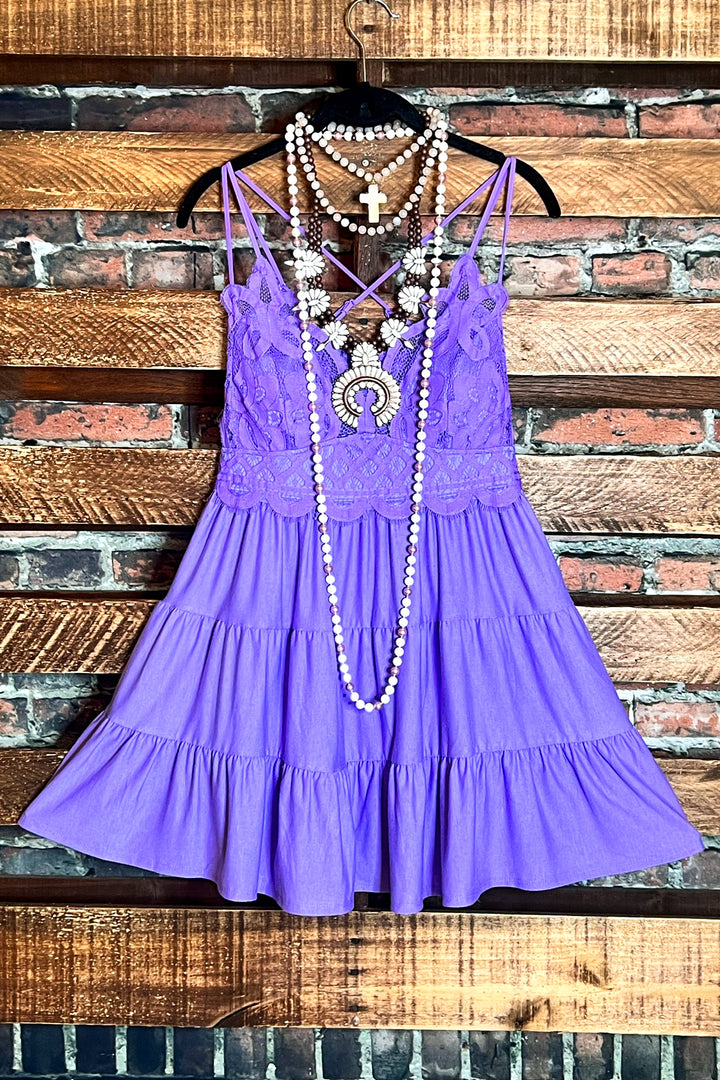 12-20 SIZE - LACE BRALETTE TIERED CAMI TOP IN LAVENDER-------SALE