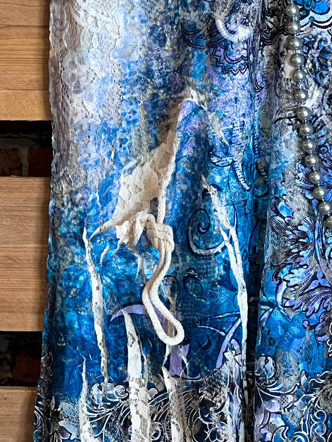 Choosing Joy Paisley & Damask Navy Blue Multi-Color Lace Dress