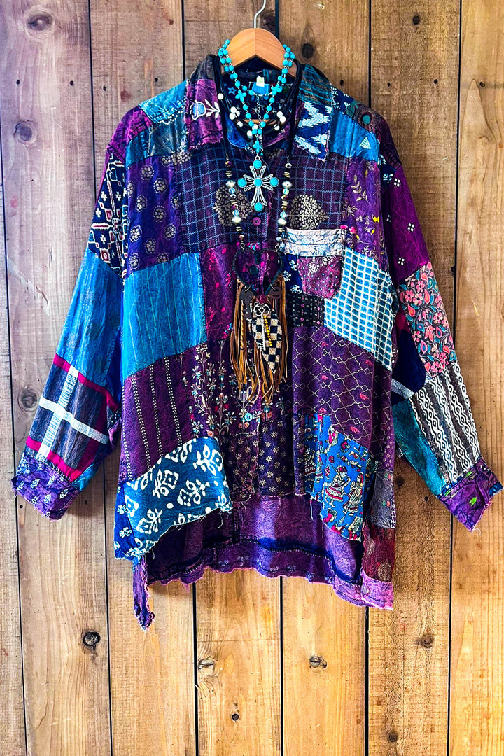 Canyon Mist Patchwork Top Jacket - Multi-Color