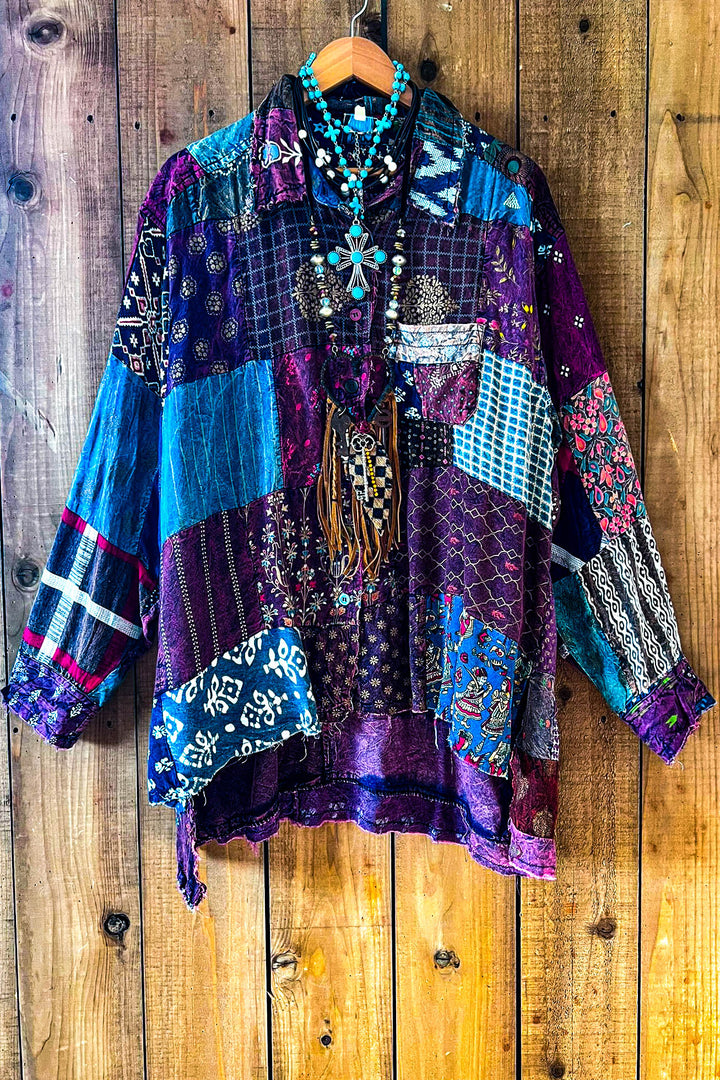 Canyon Mist Patchwork Top Jacket - Multi-Color