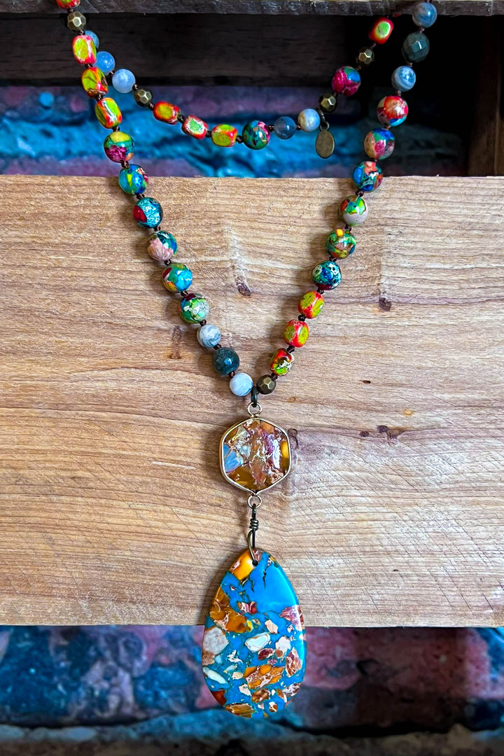Bali Dream Sea Turquoise & Multi-Color Natural Stone Necklace