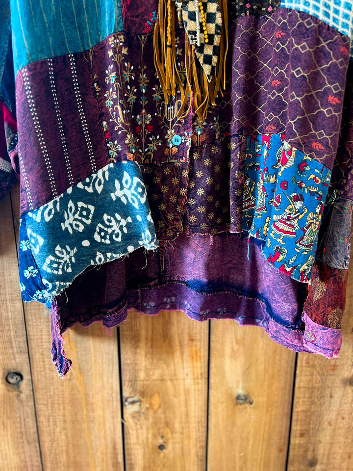 Canyon Mist Patchwork Top Jacket - Multi-Color
