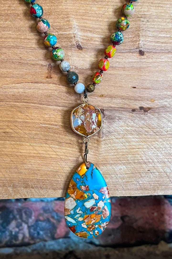 Bali Dream Sea Turquoise & Multi-Color Natural Stone Necklace