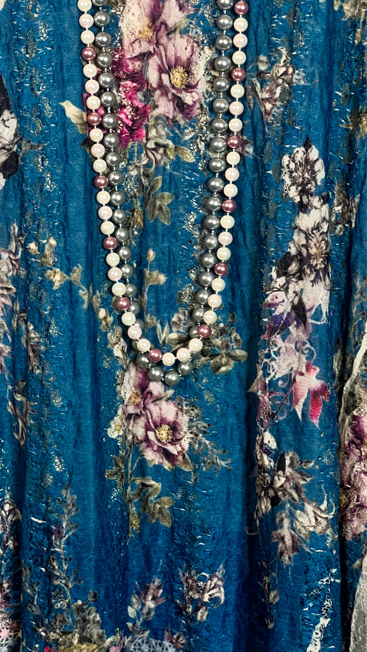 The Power of Love Teal Floral Lace Dress Layering