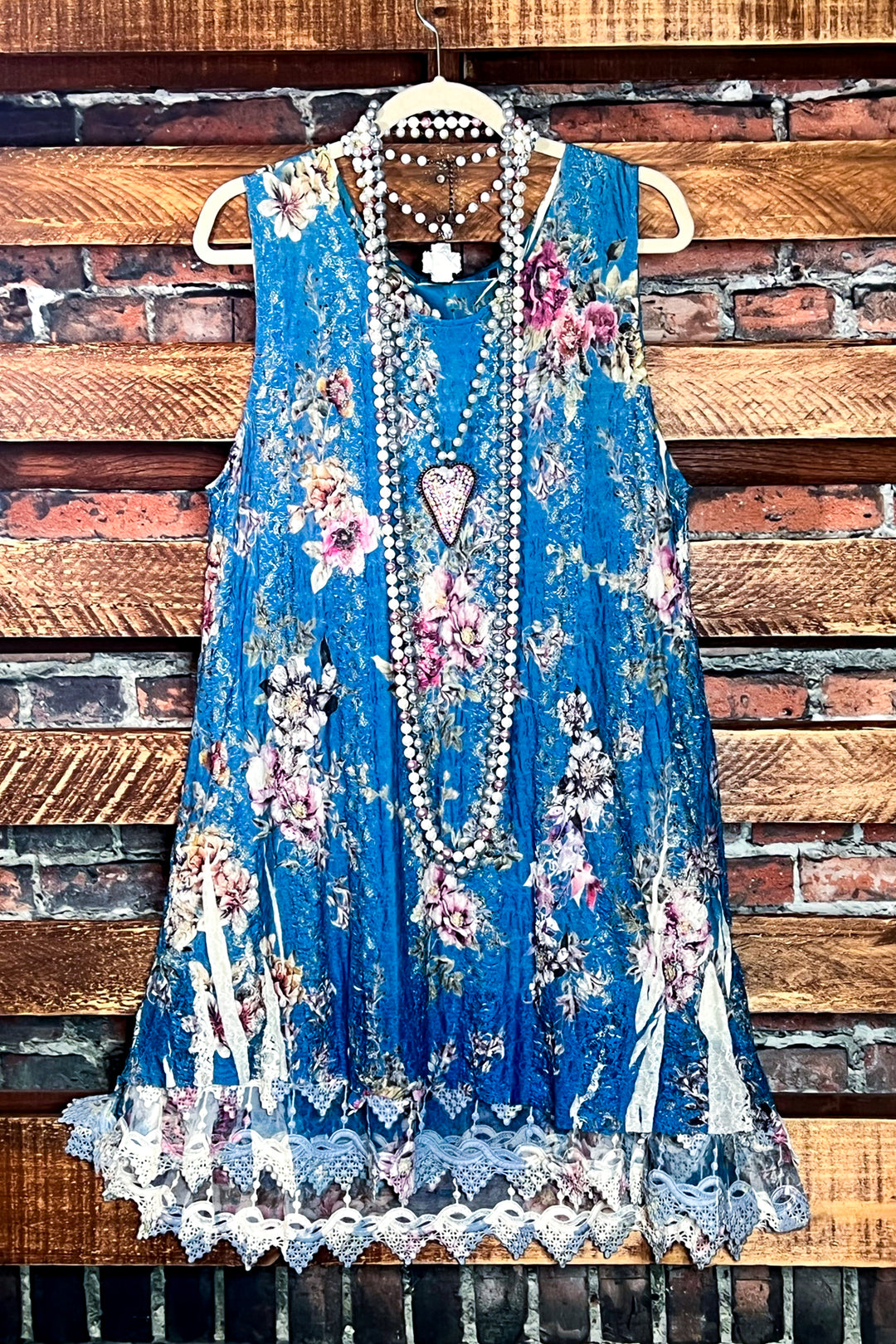 The Power of Love Teal Floral Lace Dress Layering