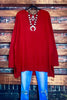 BEST DEFINITION OF COMFY & STYLE OVERSIZED SWEATER TUNIC IN RED