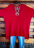 BEST DEFINITION OF COMFY & STYLE OVERSIZED SWEATER TUNIC IN RED