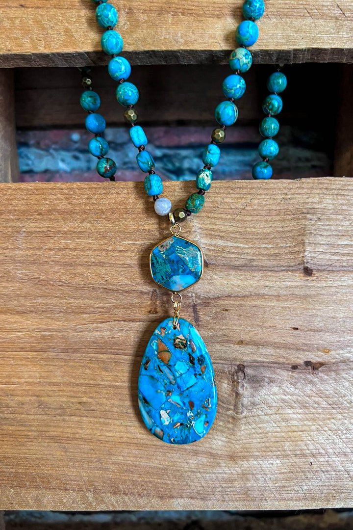 Bali Dream Sea Blue Turquoise Natural Stone Necklace