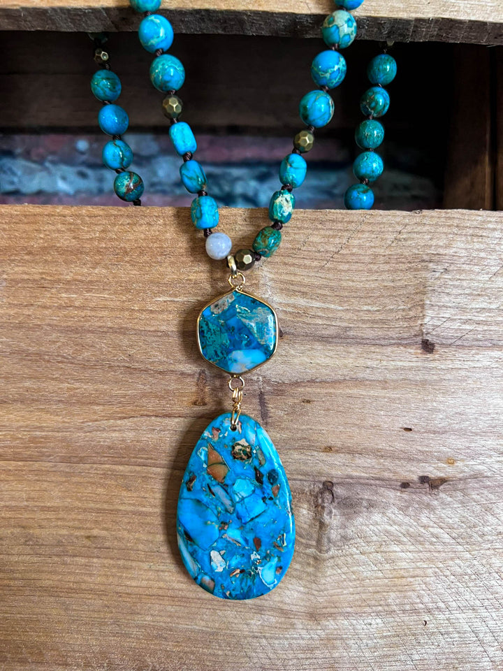 Bali Dream Sea Blue Turquoise Natural Stone Necklace