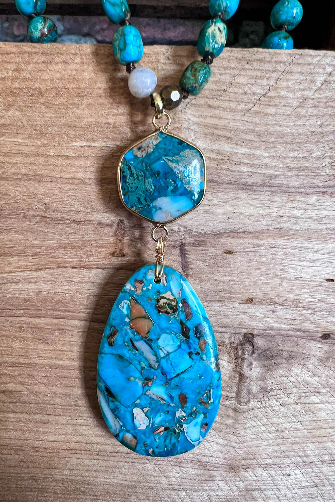 Bali Dream Sea Blue Turquoise Natural Stone Necklace
