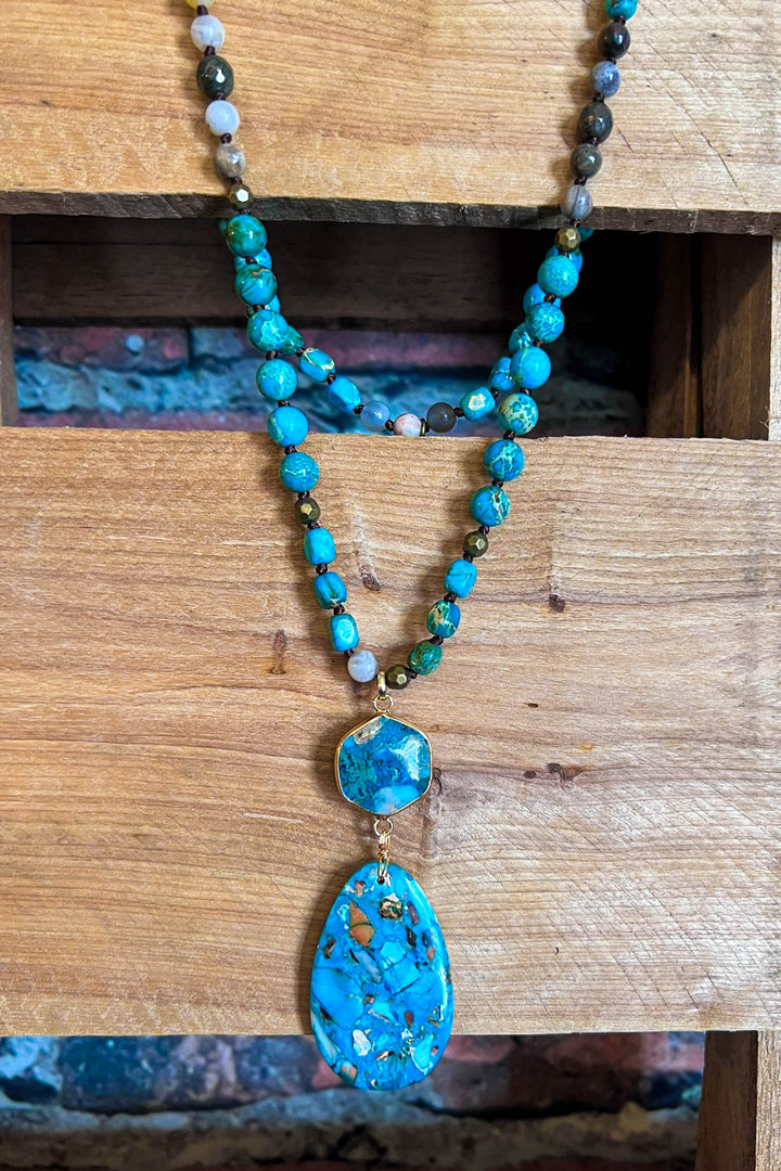 Bali Dream Sea Blue Turquoise Natural Stone Necklace