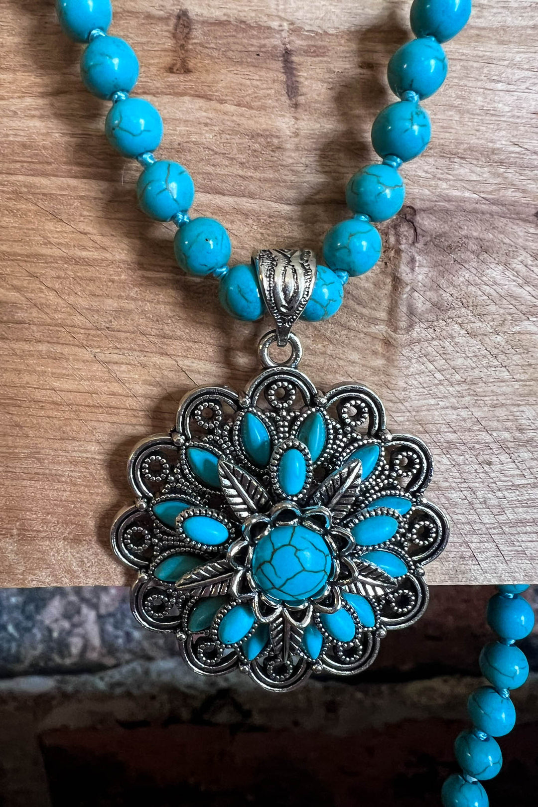 BLUE MOON TURQUOISE LONG LAYERED NATURAL STONE SET