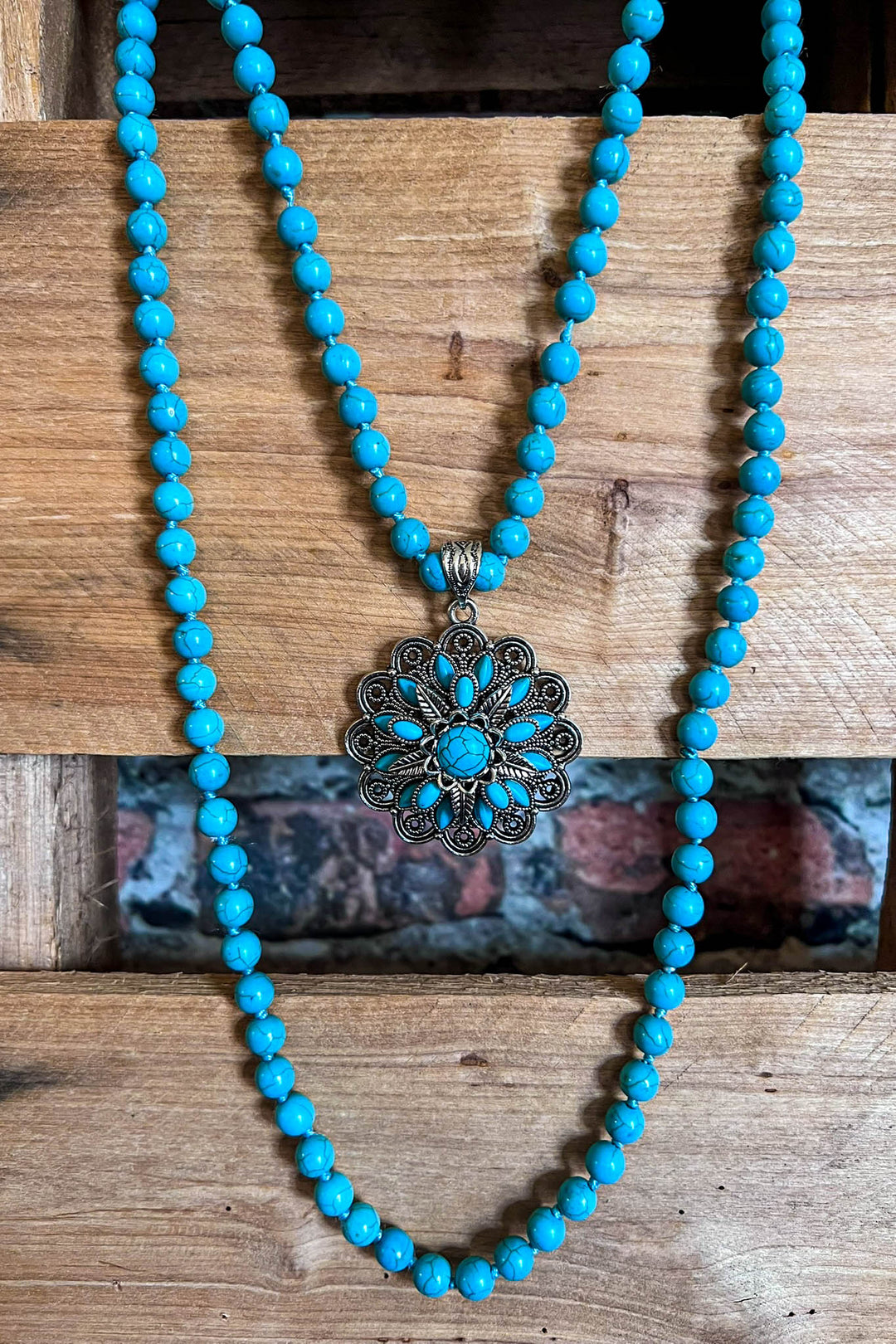 BLUE MOON TURQUOISE LONG LAYERED NATURAL STONE SET