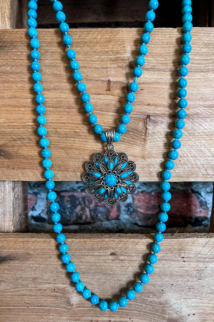 BLUE MOON TURQUOISE LONG LAYERED NATURAL STONE SET