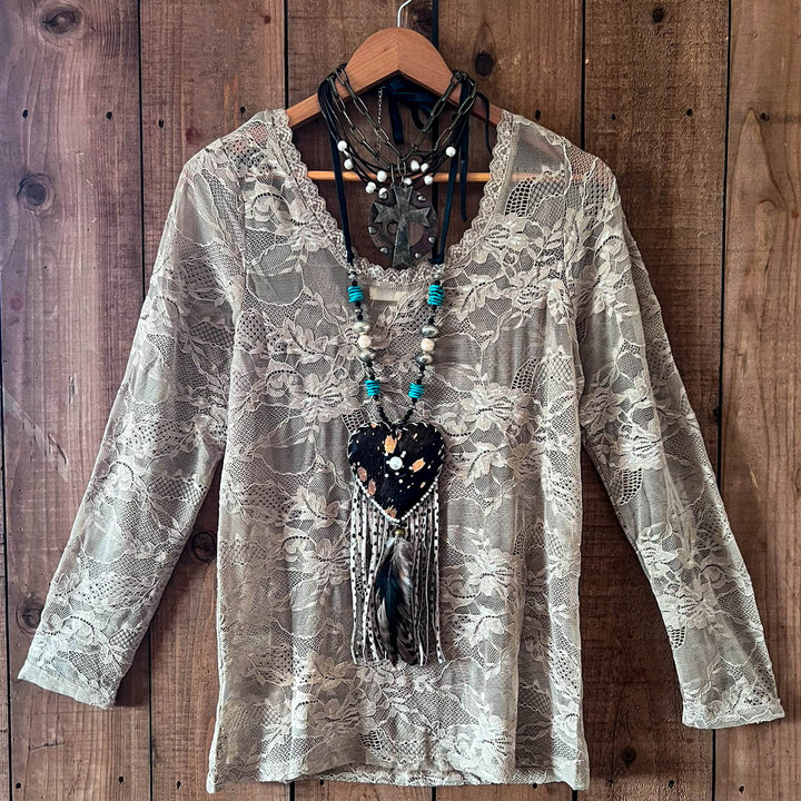 Sweet Vintage Essentials Lace Top - Sand