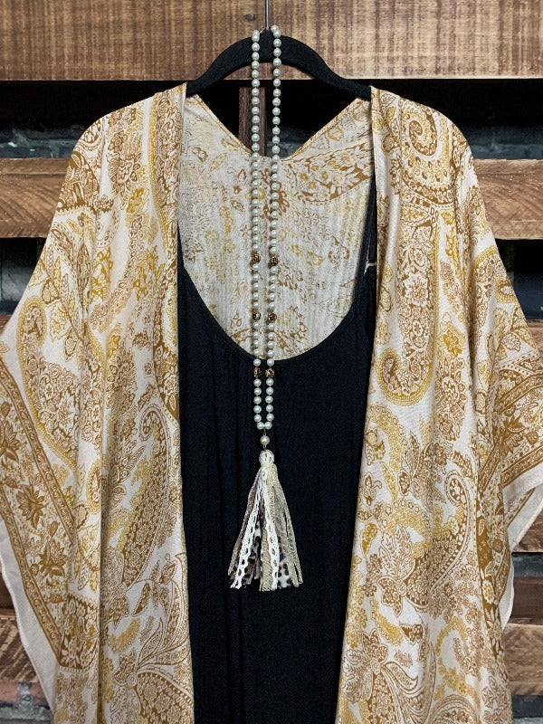 DESERT SAND TASSEL KIMONO MUSTARD PAISLEY-------SALE