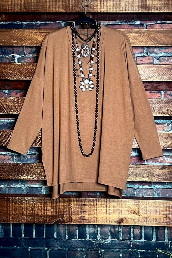 FOREVER PERFECTLY SIMPLE & OVERSIZED T-TUNIC IN MOCHA