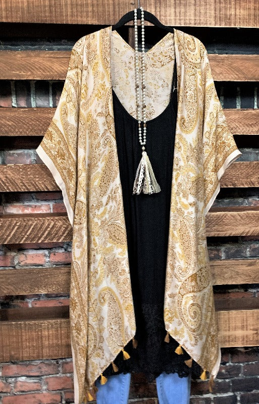 DESERT SAND TASSEL KIMONO MUSTARD PAISLEY-------SALE