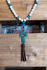 Western-Boho Patina Natural Stone Cross Necklace