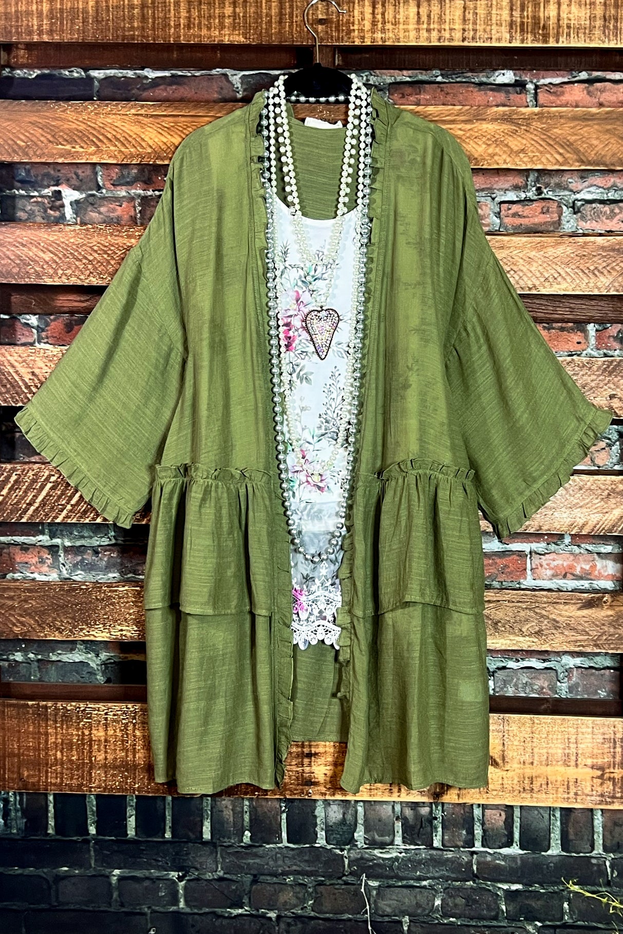 FEEL FREE GAUZE CARDIGAN JACKET IN OLIVE Life is Chic Boutique