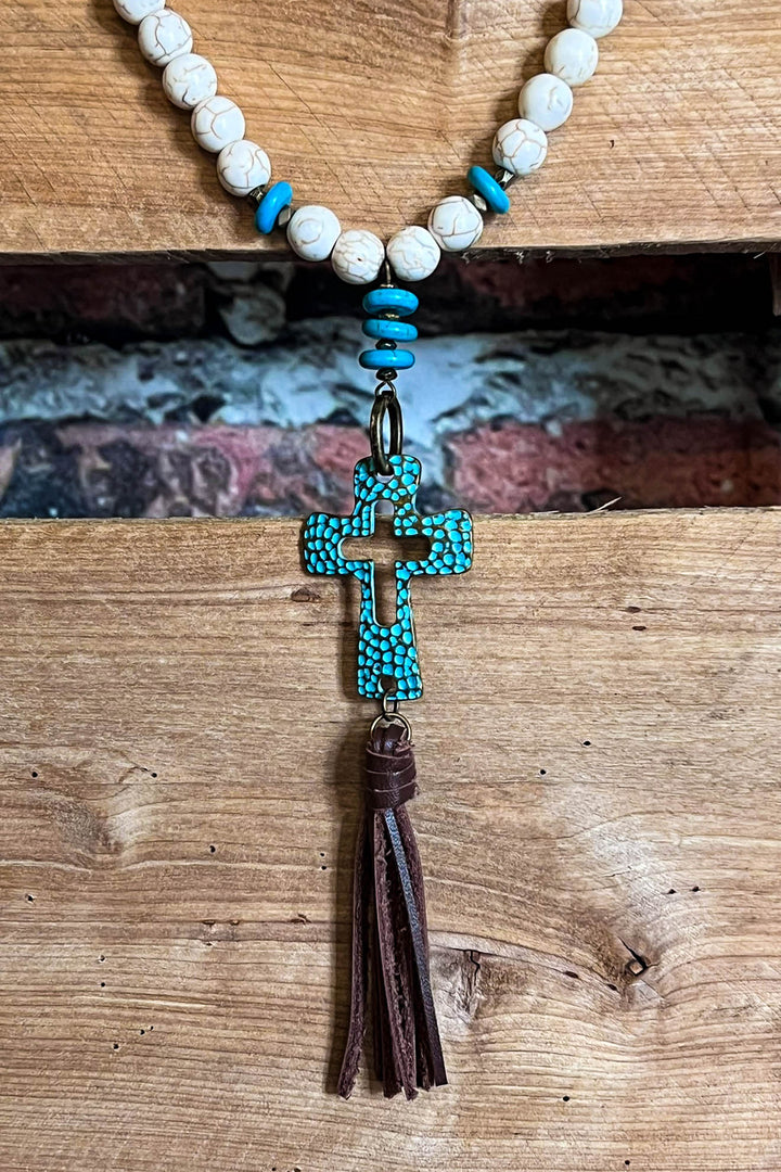 Patina Cross Natural Stone Necklace