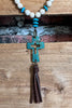 Western-Boho Patina Natural Stone Cross Necklace