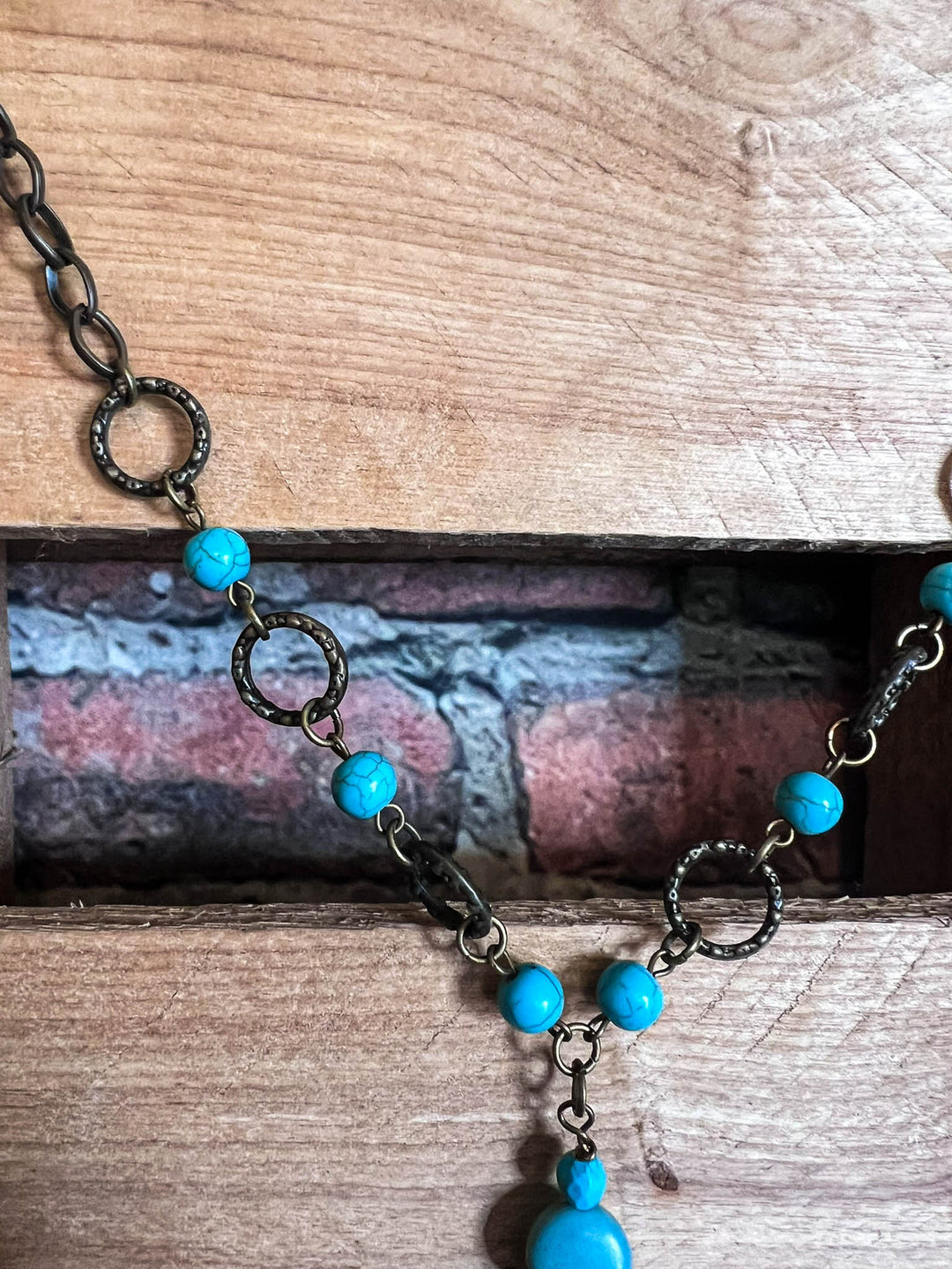 Free Soul Peace Sign Boho Turquoise Necklace