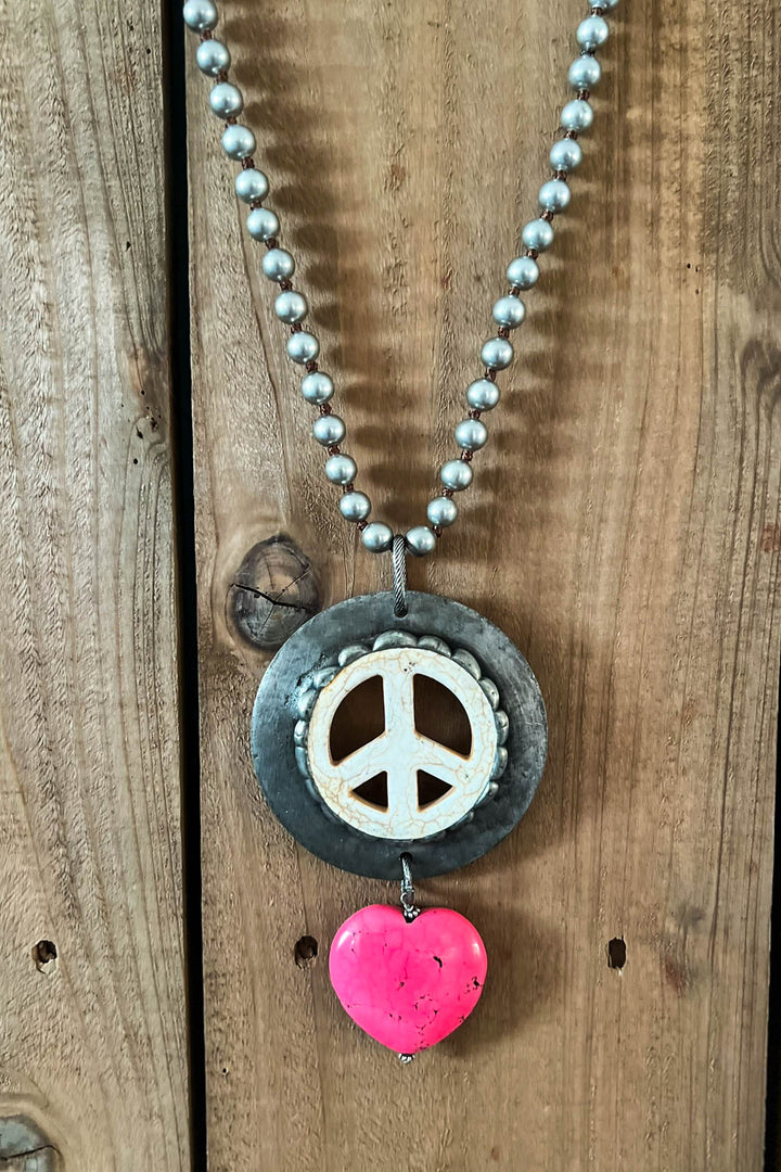 Lost In A Dream Peace Sign Crystal Necklace