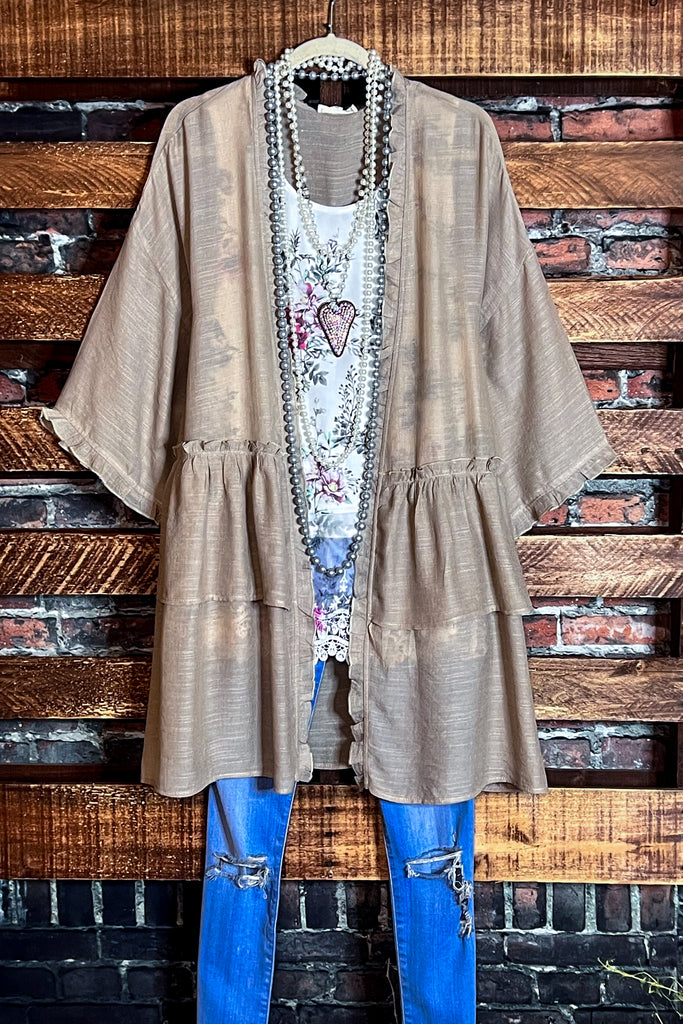 FEEL FREE GAUZE CARDIGAN JACKET IN TAUPE