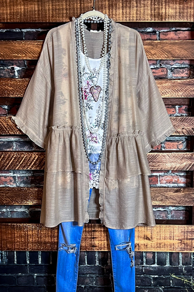 FEEL FREE GAUZE CARDIGAN JACKET IN TAUPE ----------SALE