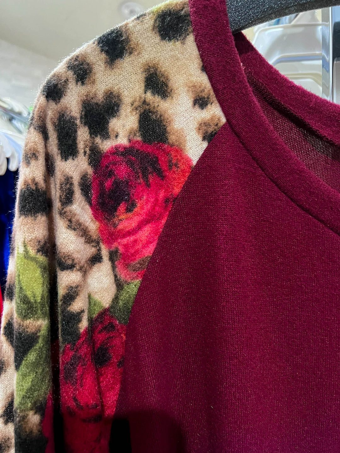 CAUGHT BY SURPRISE FLORAL FLEECE TUNIC IN BURGUNDY -----------SALE