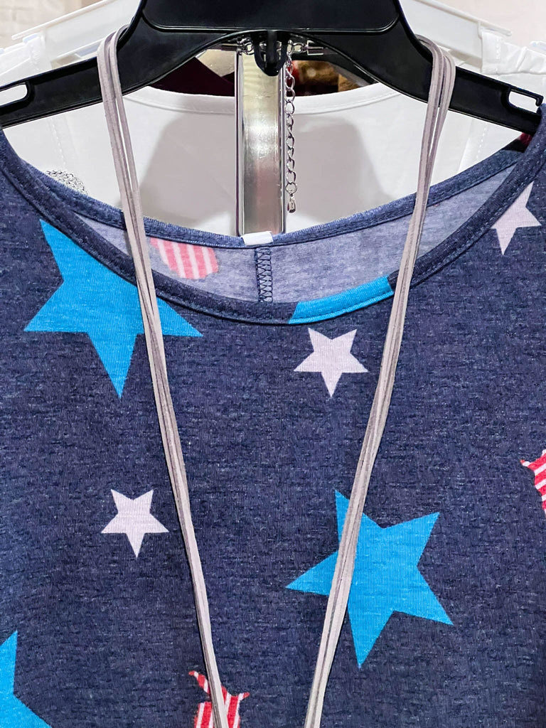STARS IN BLUE DENIM & MULTI-COLOR TUNIC---------SALE