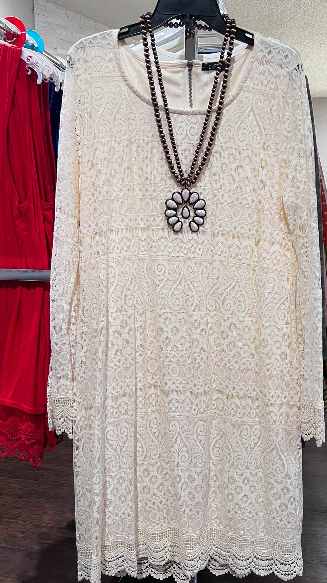 Lace Beige Dress Lined --------Sale