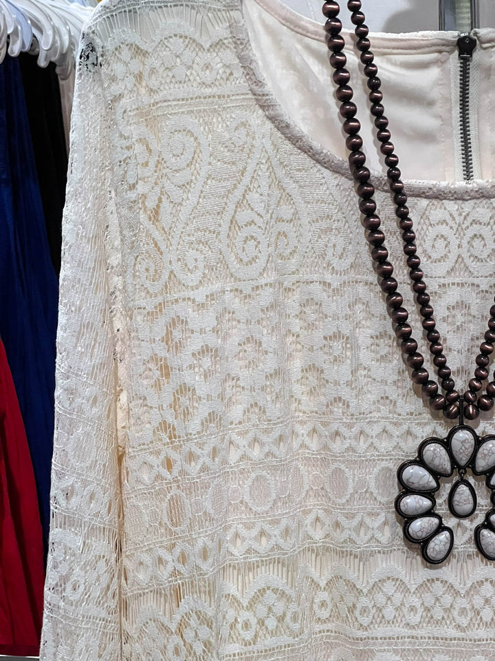 Lace Beige Dress Lined --------Sale