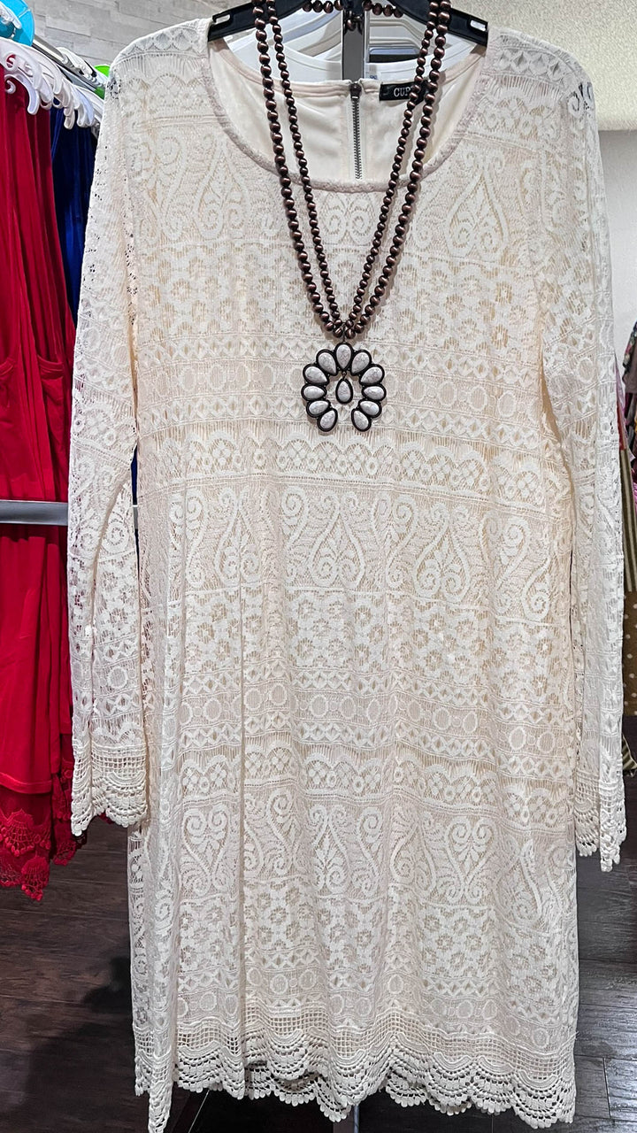 Lace Beige Dress Lined --------Sale