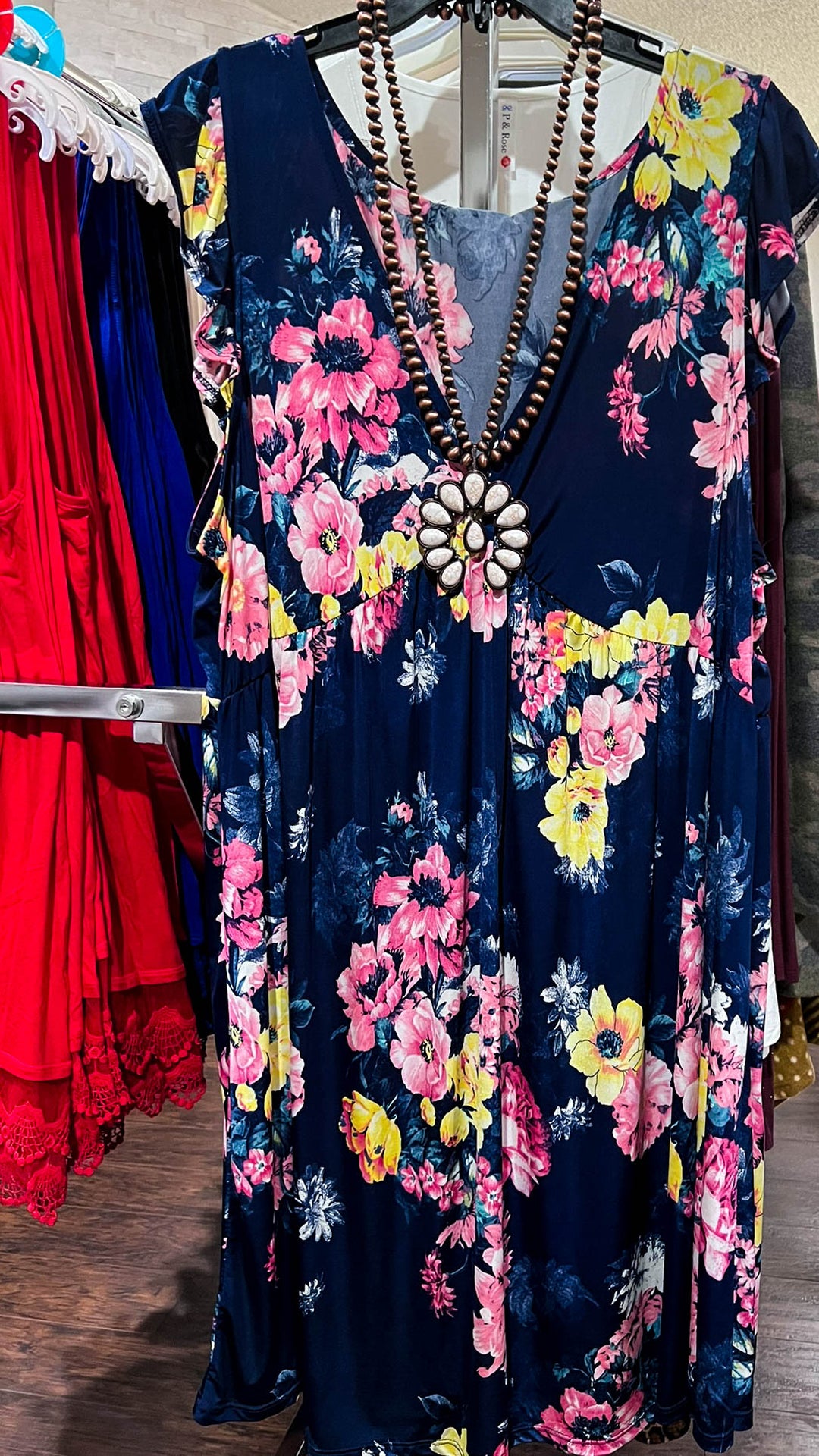 NAVY BLUE FLORAL DRESS---------SALE